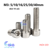 INOX 201 Bulong vít lục giác đầu trụ M3x5/10/16/25/30/40mm thép không gỉ