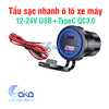 Bộ sạc nhanh điện thoại 12-24V cho ô tô và xe máy QC3.0 USB + Type-C