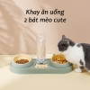 Bát ăn 3 ngăn mèo cute cho chó mèo kèm bình đựng nước tự động 500ml