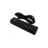 Ổ cắm 4 chịu tải 1200W lõi sứ dây tròn màu đen có công tắc