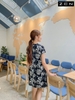 20/V064/01 VÁY SUÔNG A, CỔ V, CT, HOA ĐEN