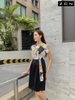 20/V088/02 VÁY A, CỔ V LỆCH, CT, KẺ VÀNG + ĐEN