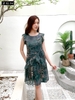 21/V028/02/VÁY XÒE, XẾP LY CHÂN VÁY, XANH RÊU