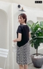 21/V042/01  VÁY SUÔNG, CT, ĐEN PHỐI DÂY XÍCH