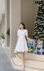 21/V064/01/VÁY XÒE, TL, NƠ NGỰC, TRẮNG