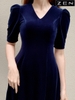 22/V014/XXL/02/VÁY NHUNG XOÈ, CỔ TIM, TL, T.THAN
