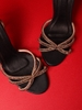 EVA sandal viền đá vàng đen