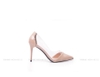 Pump gót nhọn PU phối trong Nude