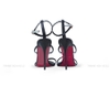 Souvenir sandal dây da gót  nhọn 9cm đen