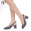 TAP sandal bít vuông 5cm đen mờ
