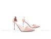 Pump gót nhọn PU phối trong Nude