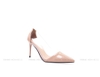 Pump gót nhọn PU phối trong Nude
