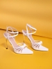 Souvenir sandal đúp supper nhọn chéo dây 11cm trắng mờ
