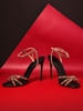 EVA sandal viền đá vàng đen