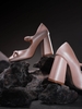 Sovereign femme pump mũi vuông satin hồng 9cm