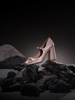 Sovereign femme pump mũi vuông satin hồng 9cm