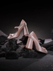 Sovereign femme pump mũi vuông satin hồng 9cm