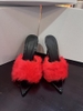 Lap slingback lưới kim tuyến đỏ