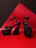 Eva sandal đúp 15cm đen bóng