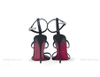 Souvenir sandal dây da gót  nhọn 11cm đen
