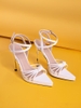 Souvenir sandal đúp supper nhọn chéo dây 11cm trắng mờ