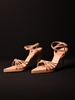 Souvenir sandal đúp supper nhọn chéo dây 11cm trắng mờ