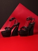 Eva sandal đúp 15cm đen bóng