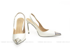 Souvenir Slingback Mũi Bạc 9cm Đen Bóng