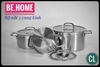 Bộ nồi inox Behome 3 (Vung kính)
