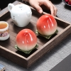 Set 2 Hũ trà bằng sứ hình quả đào