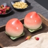 Set 2 Hũ trà bằng sứ hình quả đào