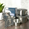 Set 4 hộp đựng thức ăn Inox 304 cỡ lớn có nắp đậy