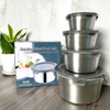 Set 4 hộp đựng thức ăn Inox 304 cỡ lớn có nắp đậy