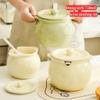 Liễn sứ bằng sứ đựng mỡ, đựng gia vị chịu nhiệt độ cao, hũ gốm đựng mỡ xinh xắn