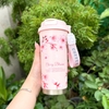 Ly giữ nhiệt in hoa 500ml có ống hút, inox 316 cao cấp, quai xách tiện lợi