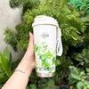 Ly giữ nhiệt in hoa 500ml có ống hút, inox 316 cao cấp, quai xách tiện lợi