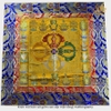 |100x100cm| Khăn trải bàn mật tông cỡ to vải gấm Tây Tạng cao cấp thêu chày kim cang kép và bát kiết tường (bát cát tường) - KTB013