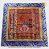 |100x100cm| Khăn trải bàn mật tông cỡ to vải gấm Tây Tạng cao cấp thêu chày kim cang kép và bát kiết tường (bát cát tường) - KTB013