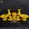 Bộ Gốm Sứ Ban Thờ Cúng Cơ Bản: Lư Hương, Bình Hoa, Đĩa Bồng, Chén Nước Màu Vàng sang trọng