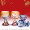 Ly - Cốc - Chén Uống Khắc Rồng Phượng Bằng Lưu Ly cát tường vật phẩm phong thủy như ý