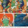 Cuộn Tranh ThangKa Phật Tara Xanh Lục Độ Phật Mẫu Bằng Vải Gấm Cao Cấp, Kiểu 1, TCT01