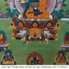 Cuộn Tranh ThangKa Phật Dược Sư Bằng Vải Gấm vật phẩm phong thủy may mắn vật phẩm phong thủy
