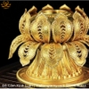 [Cỡ Vừa] Đế Cắm Kinh Luân Bằng Đồng Nguyên Chất Hình Đóa Sen 2 Tầng DKL13 xịn