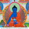 Cuộn Tranh ThangKa Phật Dược Sư Bằng Vải Gấm Cao Cấp cầu tài lộc chiêu tài hóa giải vận đen bình an