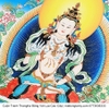 Cuộn Tranh ThangKa Ngài Kim Cang Tát Đỏa (Vajrasattva) Bằng Vải Gấm Cao Cấp, quà tặng sếp quà mừng thọ