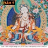 Cuộn Tranh ThangKa Phật Tara Trắng Bằng Vải Gấm Cao Cấp, cát tường vật phẩm phong thủy như ý