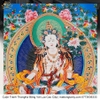 Cuộn Tranh ThangKa Phật Tara Trắng Bằng Vải Gấm Cao Cấp, quà tặng ý nghĩa quà tặng sang trọng
