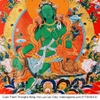 Cuộn Tranh ThangKa Phật Tara Xanh Lục Độ Phật Mẫu Bằng Vải Gấm Cao Cấp, cát tường vật phẩm phong thủy như ý
