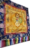 |100x110cm| Khăn trải bàn mật tông cỡ to vải gấm Tây Tạng cao cấp thêu chày kim cang kép và bát kiết tường (bát cát tường) - KTB017