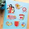 Combo 2 set giấy 20.11 - cô giáo áo dài đỏ và 2 học sinh.